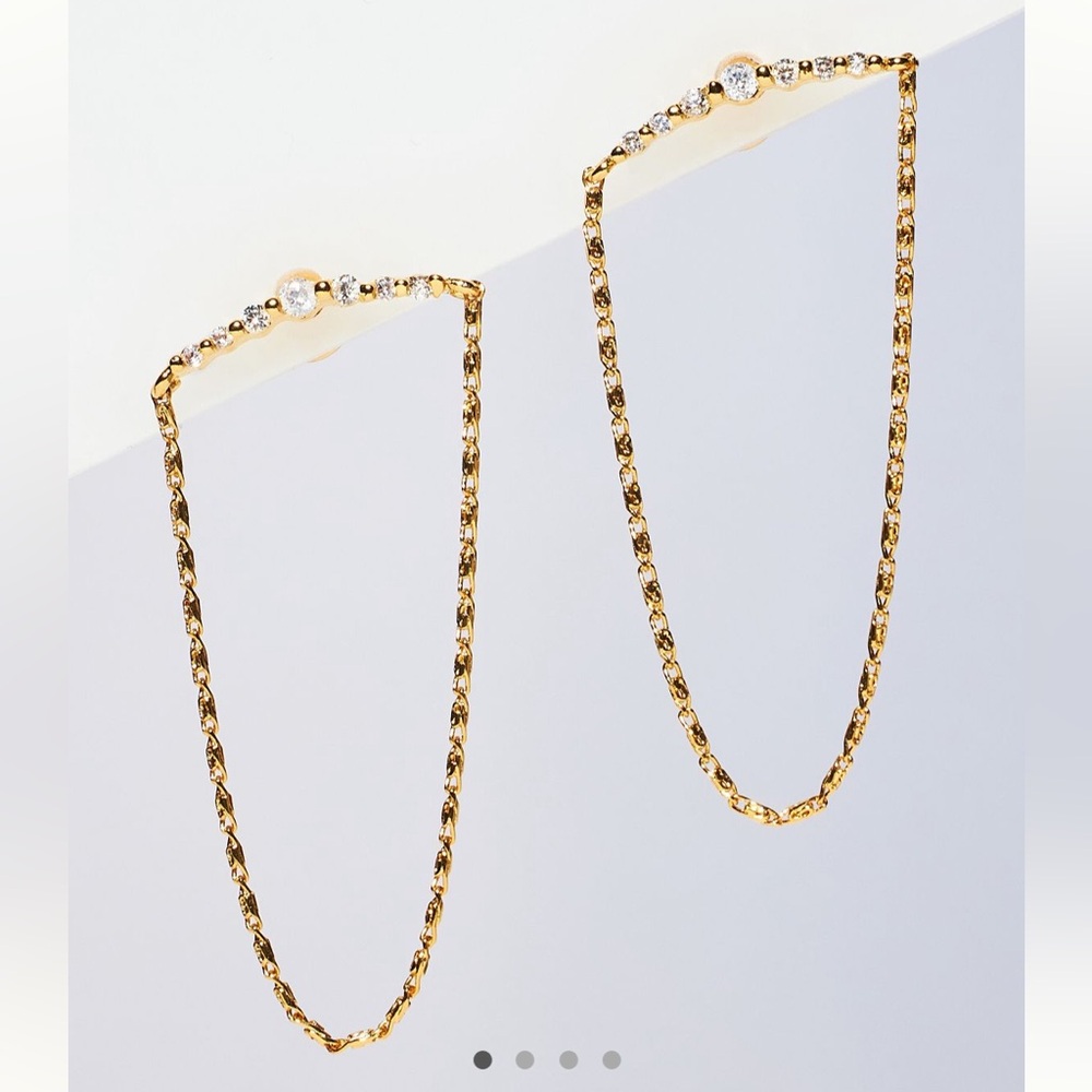 Anthropologie Crystal Bar Chain Earrings
